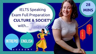 🗣️IELTS Speaking Exam Full Preparation Course |Topic: Culture & Society👨‍👩‍👧‍👦 | Intrepid English