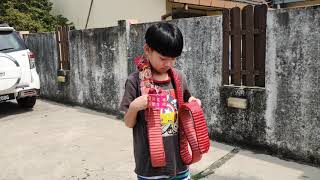 Xavier light up the firecrackers for the first time of his life during CNY2020