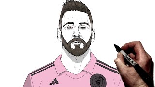 How To Draw Messi Inter Miami | Step By Step | Soccer/ Football