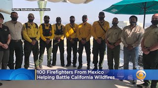 100 Firefighters From Mexico Arrive In San Bernardino To Help Battle California Wildfires