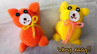 Easy Handmade Doll Making with Sponge | Sponge Craft Ideas | Easy Teddy Bear Making | Kids Craft