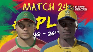Match 24 Highlights - Guyana Amazon Warriors vs St Lucia Zouks CPL 20 Cricket 19 Game