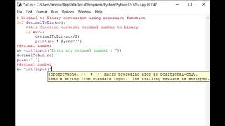 Python Decimal to Binary conversion using recursive function