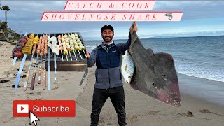 Catch and Cook Shovelnose SHARK!!! aka Guitarfish! Los Angeles Surf Fishing (Dons Adventures)