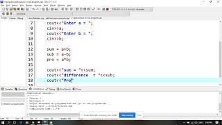 Sum, Difference and Product in one Program