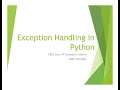 Exception Handling in Python | CBSE Class XI–XII Computer Science |CBSE TeckTalks