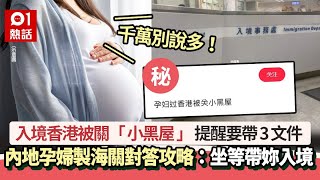 內地孕婦入境香港被關「小黑屋」　製海關對答攻略：千萬別說多！｜01熱話｜懷孕｜港澳通行證