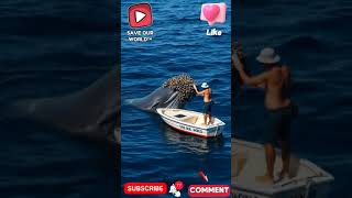 Man Takes Off Shirt to Clean Barnacles Off Whale's Head from Small Boat #WhaleCare #BarnacleCleaning