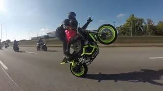 Couple does tandem stunts at street ride!