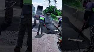 Emergency repair process of asphalt road collapse- Good tools and machinery make work easy