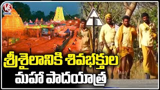 Maha Shivaratri 2023 :  Shiva Devotees Maha Padayatra To Srisailam  | V6 News