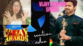 Vijay Awards - Thalapathy Vijay Speech in Award Show| Reaction video