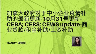 加拿大政府对于中小企业疫情补助的最新更新-10月31号更新-CEBA, CERS，CEWS updates 商业贷款/租金补助/工资补助