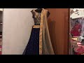 silk japan blue pearl work lehenga with golden combination