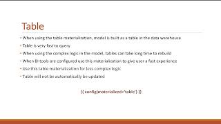 Materialization Overview in dbt(data build tool)