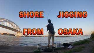 I target Spanish mackerel by shore jigging at Osaka (Japan).