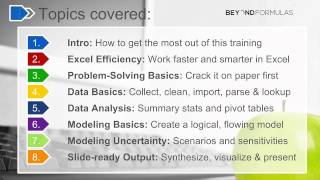 BeyondFormulas Modeling - 1. INTRO - 2. What this course covers: Modeling Approach & Excel Tools