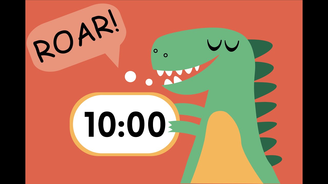 10 Minute Countdown Timer With Music For Kids Timer With Cute Dinosaur