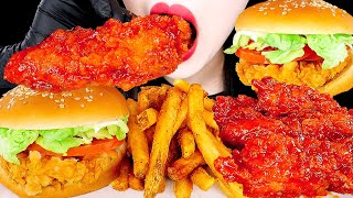 KFC 징거버거 양념치킨 먹방 ASMR SPICY FRIED CHICKEN, BURGER MUKBANG EATING SOUNDS 咀嚼音 | ZOEY ASMR