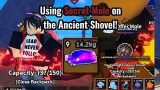 Using Secret Mole on my Ancient Shovel! inside Dig it Roblox