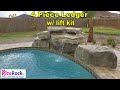 4 piece ledger swimming pool waterfall with lift kit