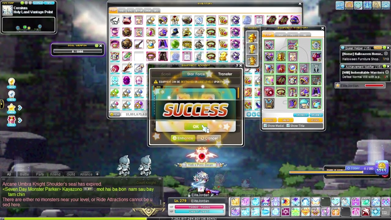 Maplestory Starforcing Arcane Shoulder Youtube