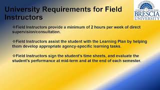 Field Instructor's Orientation Module II Video