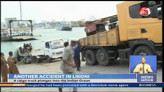 A semi-trailer truck plunges into Indian Ocean