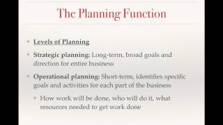 The Planning Function, Part 2