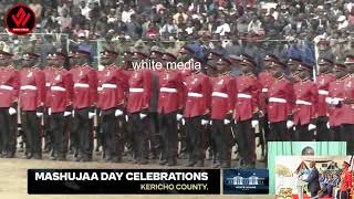 RUTO DOING HIS INSPECTIONS TO THE KENYAN FORCES AT MASHUJAA DAY CEIEBRATIONS