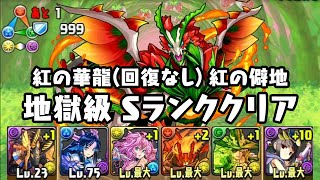 パズドラ 紅の華龍(回復なし) 紅の僻地 地獄級 Sランククリア 天臨冥狼神・アヌビス×夜想詠神・ツクヨミ 攻撃10倍PT