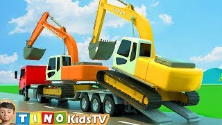 Excavator, Dump Truck & Cement Truck for Kids | Gas Station Construction for Children
