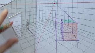 Second Demo, a One Point Perspective Box drawn on a Two Point Perspective Grid