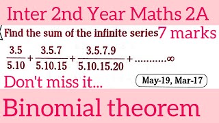 Inter 2nd Year Maths 2A||Binomial theorem in telugu@maths naresh eclass