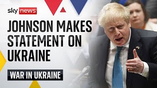 Boris Johnson makes statement on Ukraine invasion