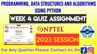Programming Data Structures And Algorithms Using Python | Week 4 Answers 2023 | NPTEL | SWAYAM