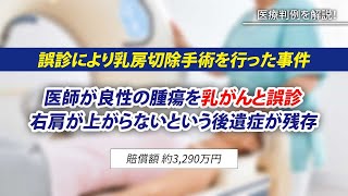 医師が良性の腫瘍を乳がんと誤診して乳房切除手術を行った過失が認められた事件