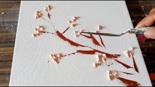 Cherry Blossom / Very Easy / Abstract Painting Demonstration / Relaxing/ Daily Art Therapy / Day #05