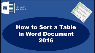 How to sort a table alphabetically in word 2016?