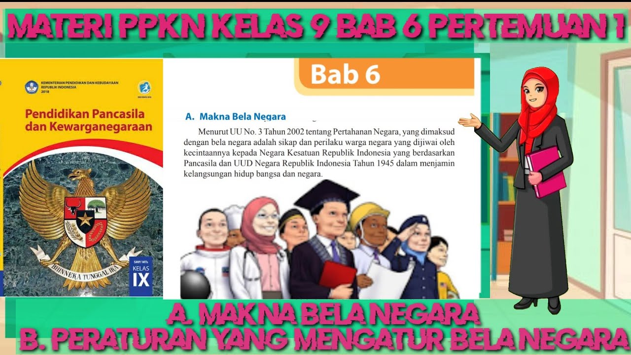 Materi PPKN Kelas 9 BAB 6 Pertemuan 1/ Makna Bela Negara / Peraturan ...