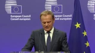 Donald Tusk reacts to the UK's EU referendum result in favour of leave – video