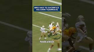 He stiff-armed his teammate into a block 😭 #shorts #shortsfeed #football #collegefootball #nfl