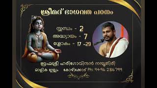 ഭാഗവതപഠനം |സ്കന്ധം2/അധ്യായം 7|ശ്ലോകം 17-29/BHAGAVATAPADANAM/SKANDHAM 2/ ADHYAYA 7/SLOKAM 17-29