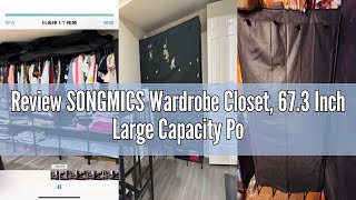 Review SONGMICS Wardrobe Closet, 67.3 Inch Large Capacity Portable Closet, Clothing Rack, 25 mm Dia,