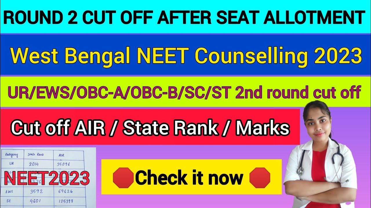 West Bengal Neet 2023 Round 2 Cut Off After Result All Categories / Wb ...