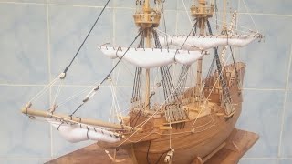 Galleon Myflower from popsicle sticks || Rigging
