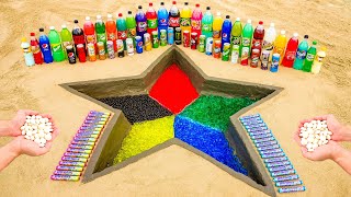 Experiment: How to make Sand Star from Orbeez, Fanta, Mirinda, Coca-Cola and Mentos & Popular Sodas