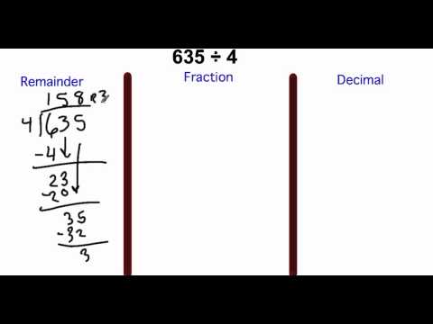 Writing the remainder as a fraction or decimal Writing the remainder as a fraction or decimal