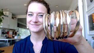 Denali Bangles - Live Try On - Chunky stackable faceted bangle bracelets