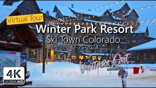 Winter Park Resort - The Village - Walk tour through the famous ski town 4K UHD - Filmed 12-25-2024